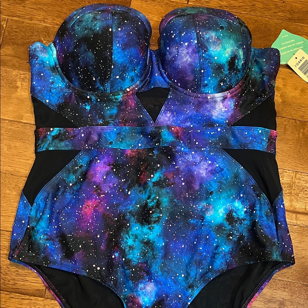 Torrid Vixen Galaxy Print One-Piece Swimsuit - Blue/Purple- no straps - Picture 7 of 7